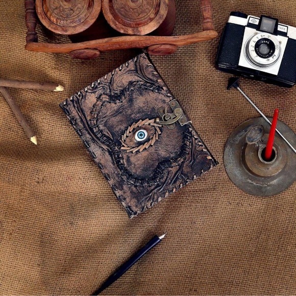 Vintage Hocus Pocus Book of Spells Leather Journal Evil Eye Diary 7” - Picture 10 of 11